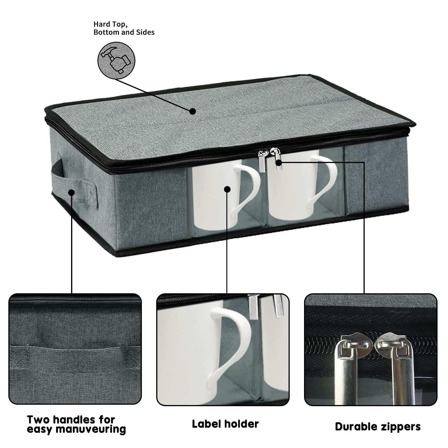 Coffee Cup Storage Box, Storage Containers Holds 12 Glassware, Coffee Mugs an... gallery