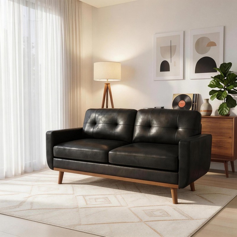 Polyester Fabric 2 Seater Sofa Couch Modern 65" Loveseat Couch for Living Room gallery