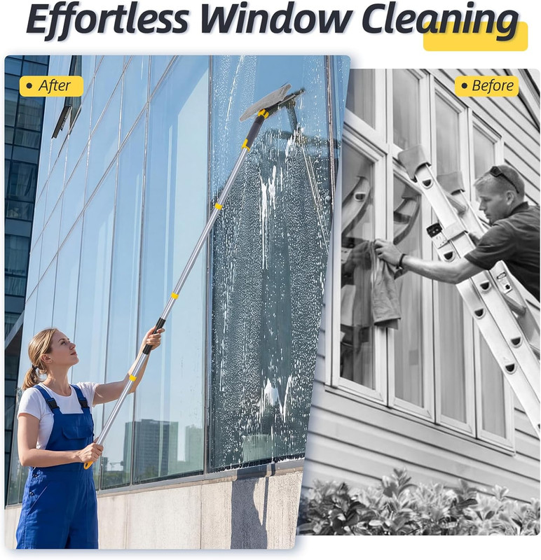 77" Squeegee for Window Cleaning | 2-in-1 Window Cleaning Kit, 180° Lockable ... gallery