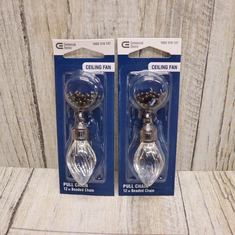 2Pc- Decorative Ceiling Fan Pull Chain Replacement, 12" Beaded, Glass Light Pull gallery