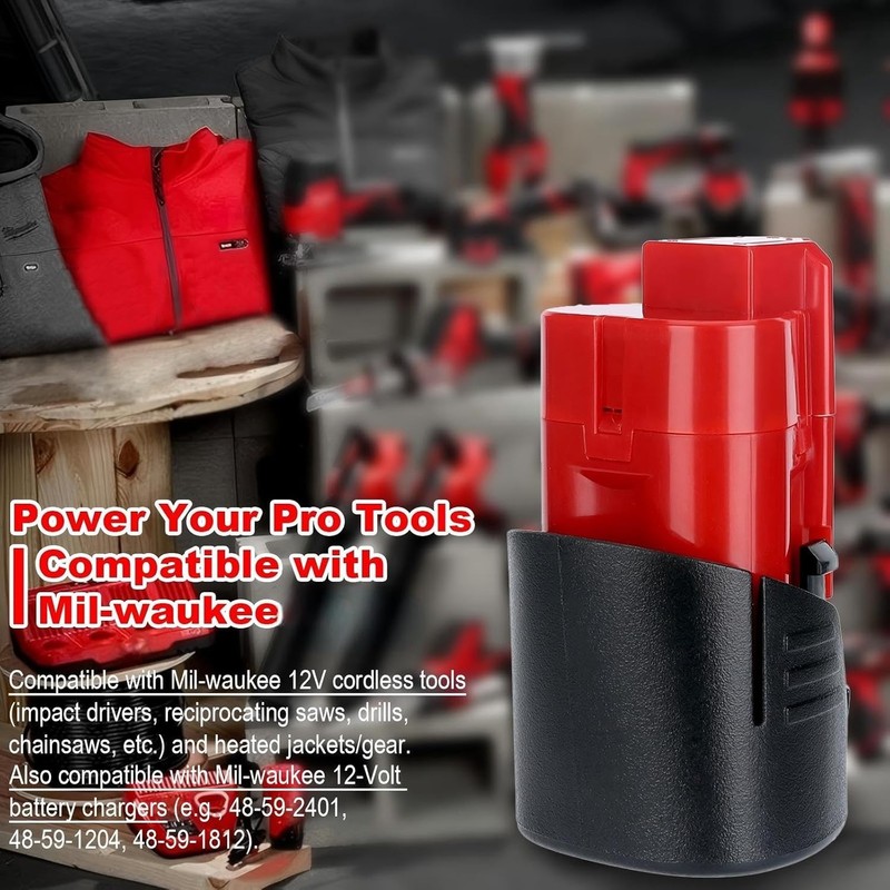 2-Pack 12V Replacement Battery Compatible with Mil-Waukee 12 Volt Tool & Heat... gallery