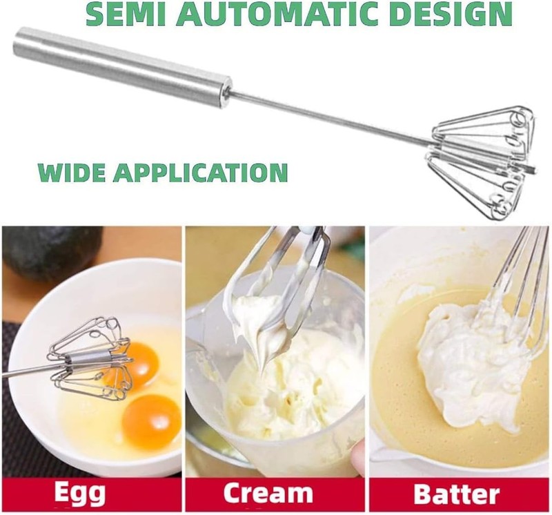 Semi-Automatic Egg Whisk Hand Push Egg Beater Stainless Steel Blender Mixer Whis gallery