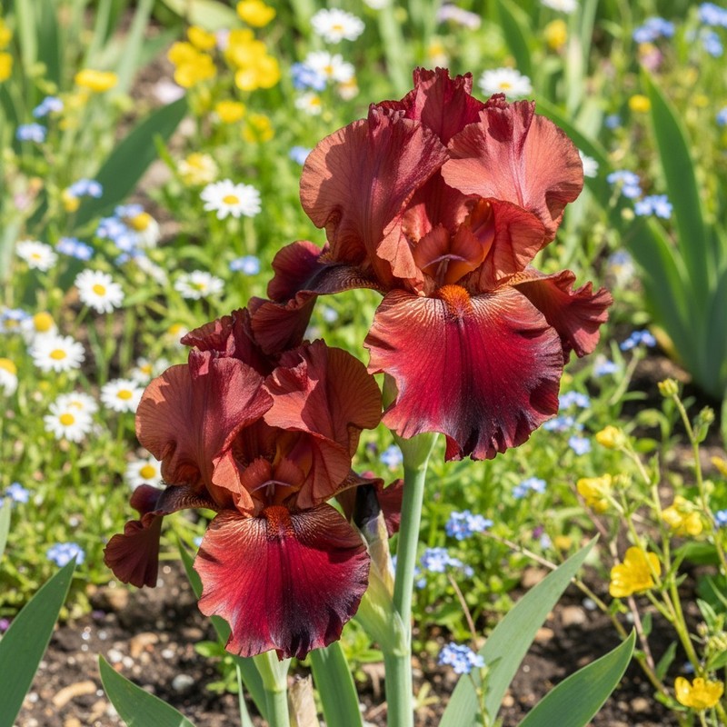 30 Crimson Flame Bearded Iris Seeds – Deep Red Ruffled Blooms gallery