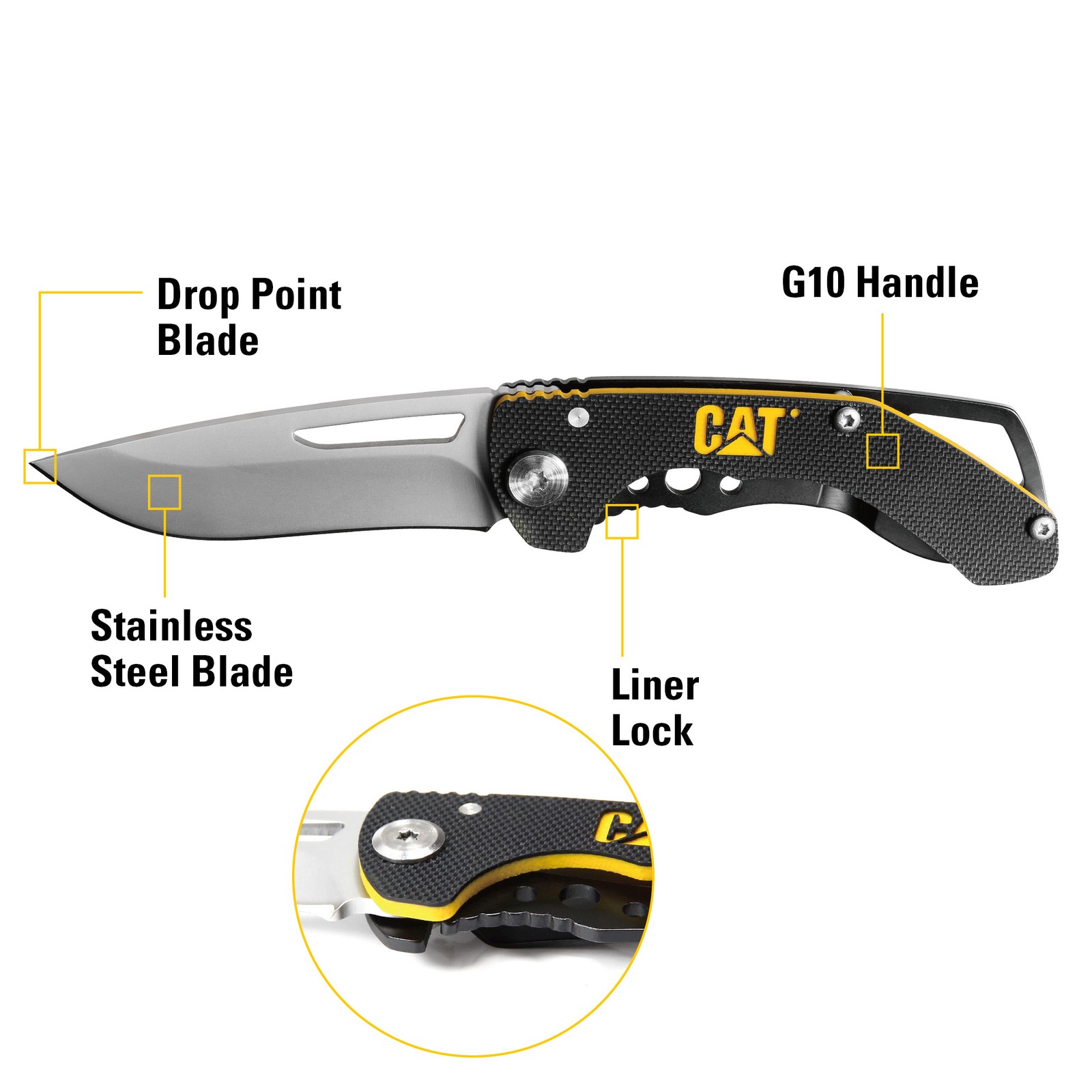 Cat 5-1/2 Inch Drop Point Folding Knife - 980009 gallery