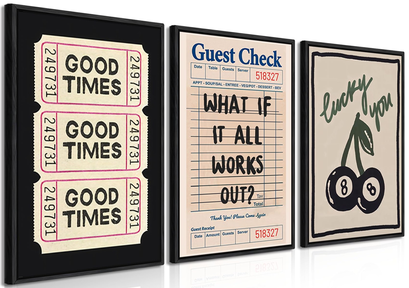 Floating Framed What If It All Works Out Quote Wall Art Set of 3, Good Times ... gallery