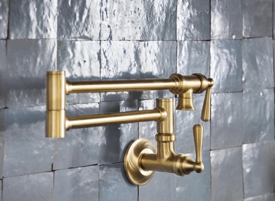 Moen S664BG Traditional Potfiller 2-Handle Swing Arm Pot Filler Brushed Gold gallery