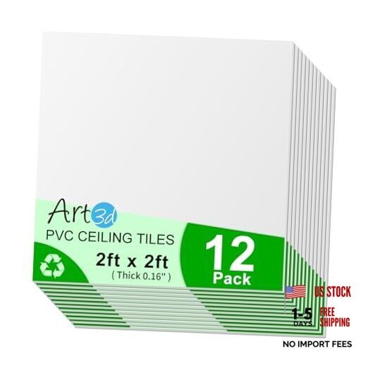 24"x24" Smooth Drop Ceiling Tiles (48 Sq.Ft)-Pack 2ft x 2ft 24" x 24" 12 White gallery