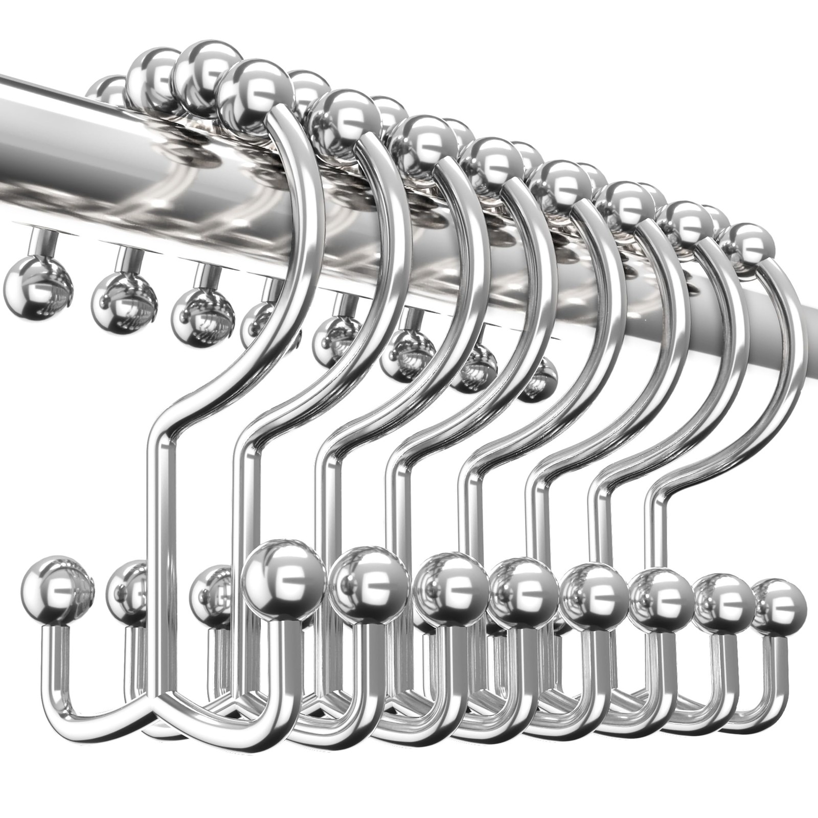 Utopia Bedding Double Glide Roller Set of 12 Shower Curtain Hooks, Double Si... gallery