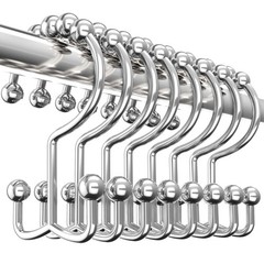 Utopia Bedding Double Glide Roller Set of 12 Shower Curtain Hooks, Double Si…