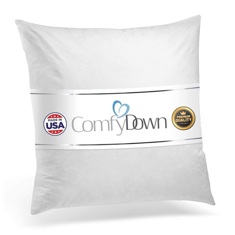 24x24 Throw Pillow Insert, Down & Feather Fill, 100% Cotton Cover, Made in US... gallery