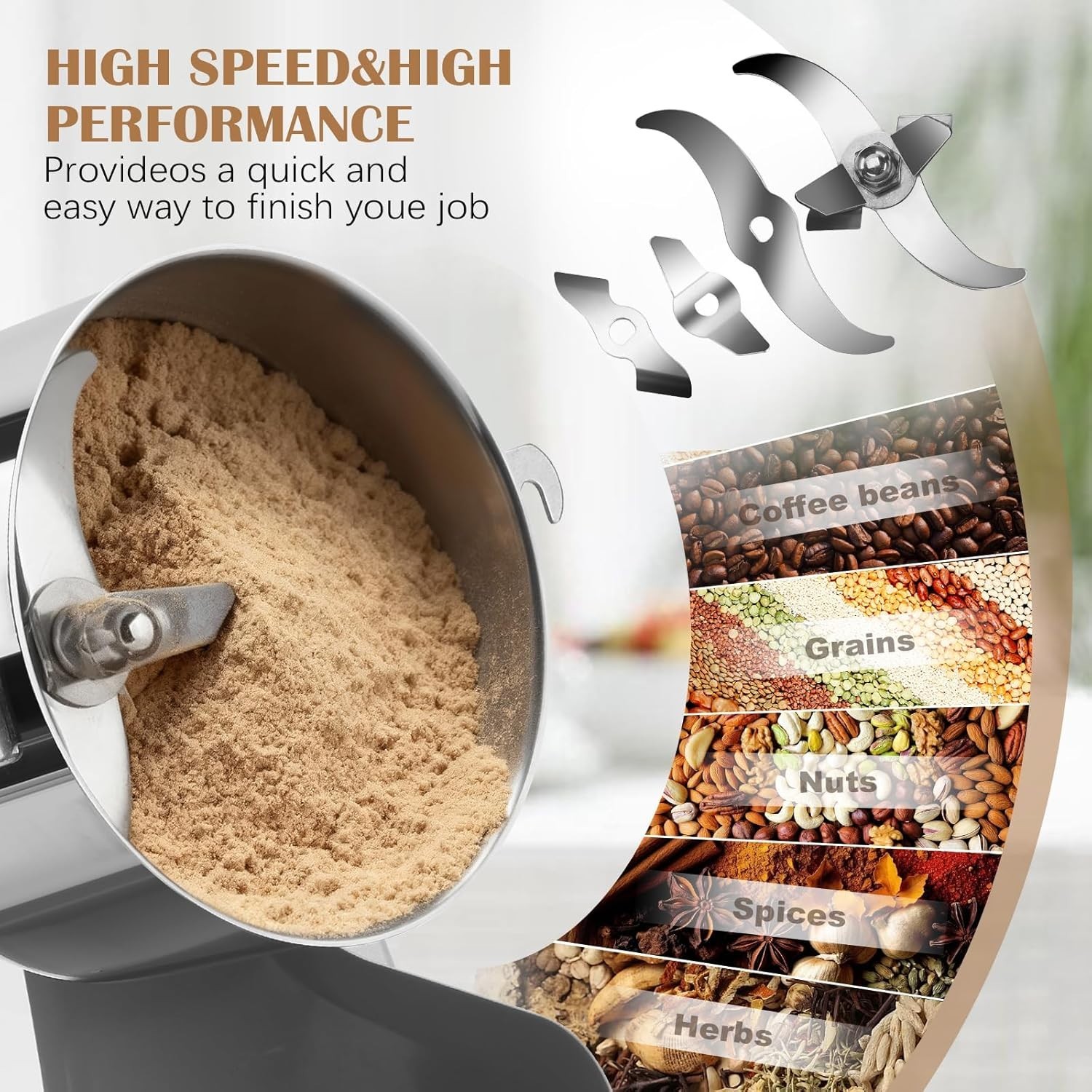 High-Speed 800G Electric Grain Grinder Mill & Spice Coffee Pulverizer 2000W gallery