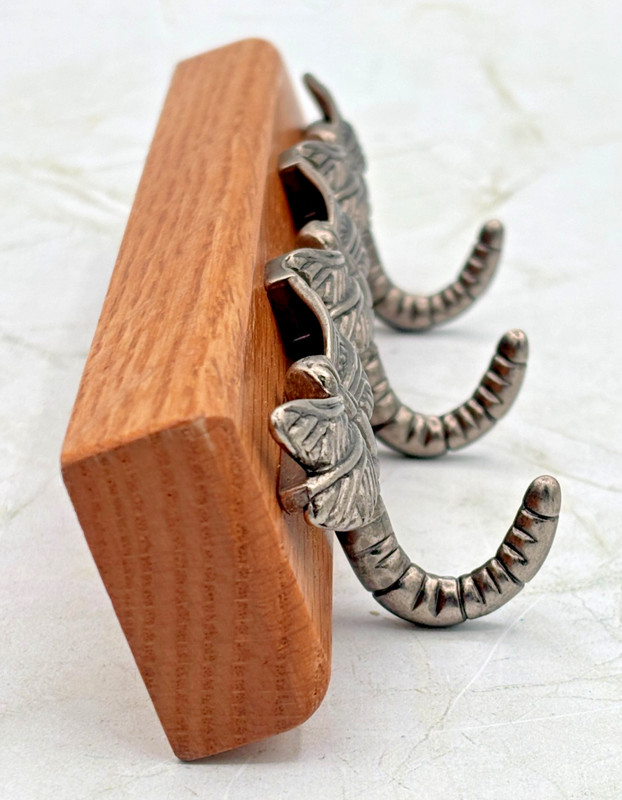 Artisan Signed Oak Dragonfly 3 Hook Key Rack Handmade 2024 Bradenton FL Bonefish gallery