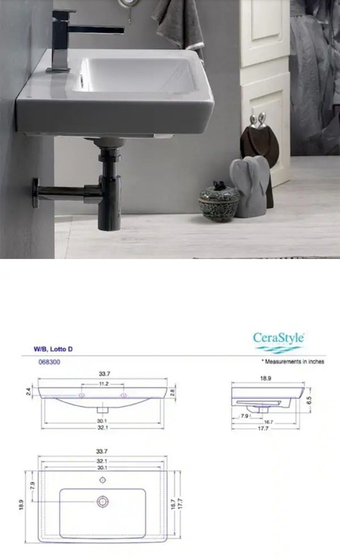 NIB Nameeks Porto CeraStyle Wall Mounted ADA Compliant White Sink gallery