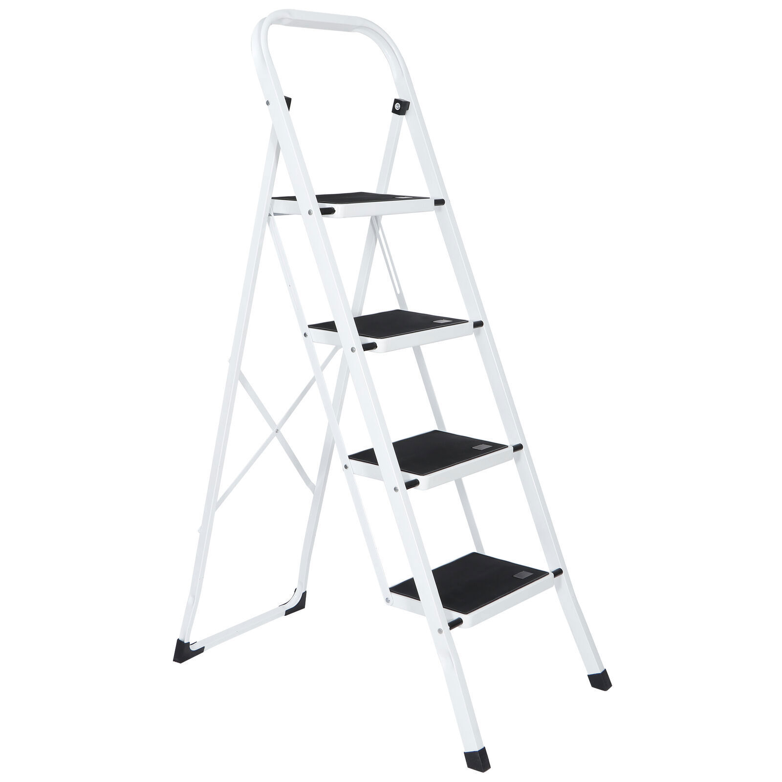 Non-slip 4 Step Ladder Folding Wide Pedal Steel Stool Convenient Handgrip 330lbs gallery