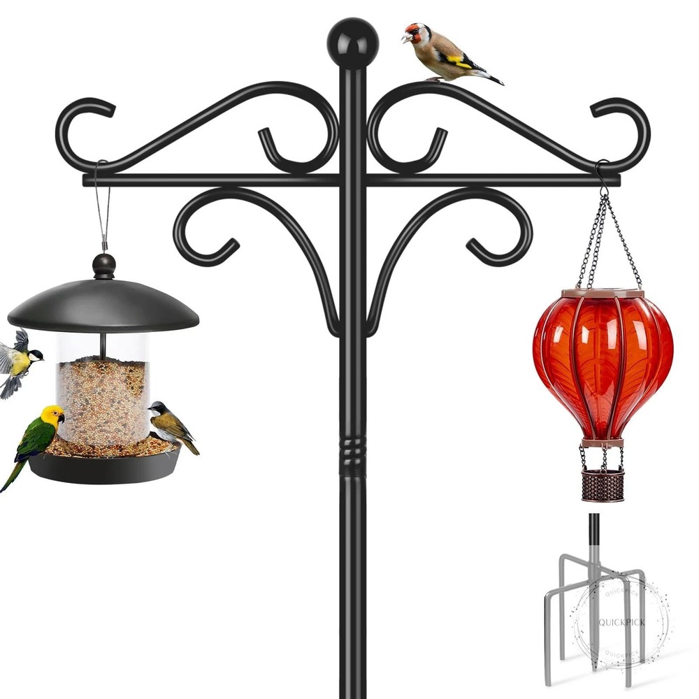 Bird Feeder Pole Stand Squirrel Proof, 92 Inch Shepherds Hooks for Outdoor Heavy