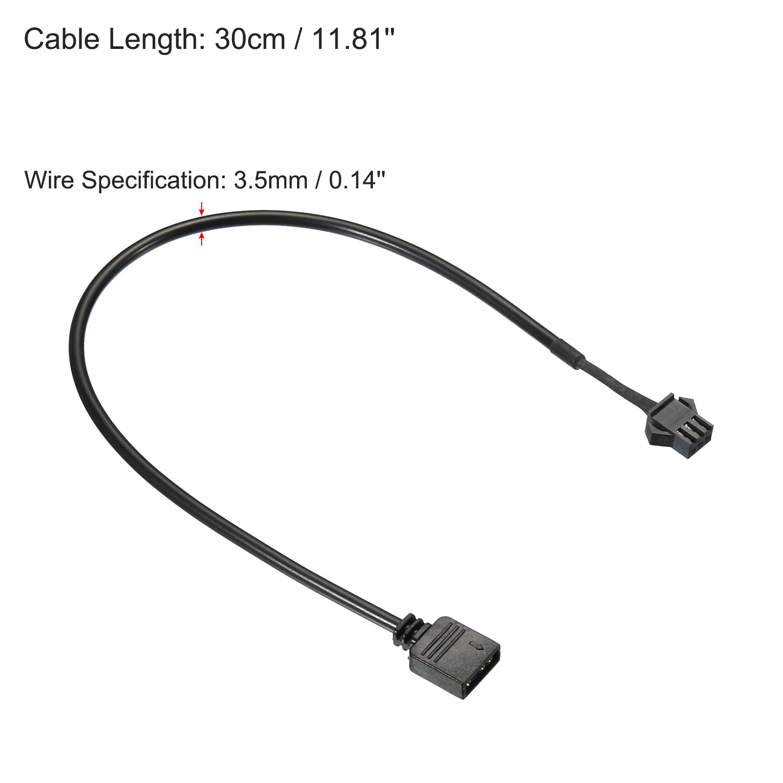 3Pin 5V 30cm Computer Motherboard Interface to SM3P Female Extension Cable Black gallery