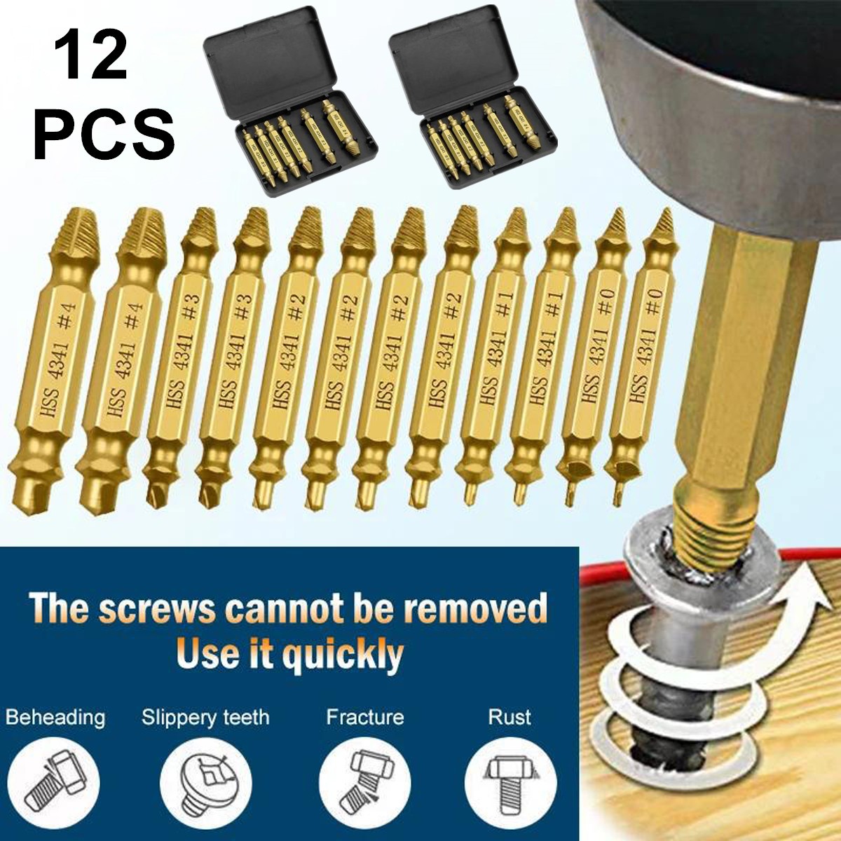 12PCS Damaged Screw Extractor Bits Broken Screws Bolt Stripped Remover Tool Kit gallery