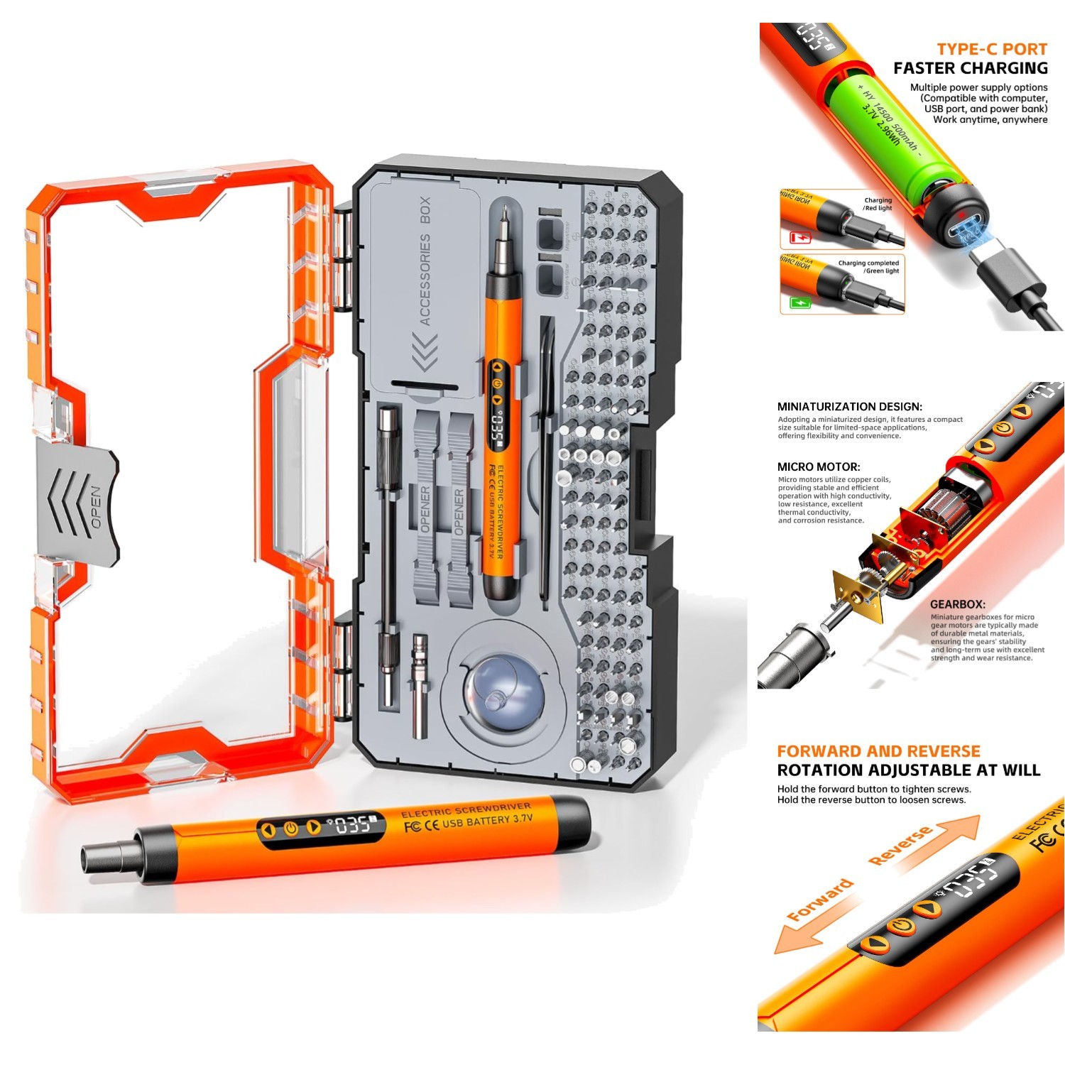 120-in-1 Mini Electric Screwdriver Set Precision Bits Compact Cordless Laptop gallery