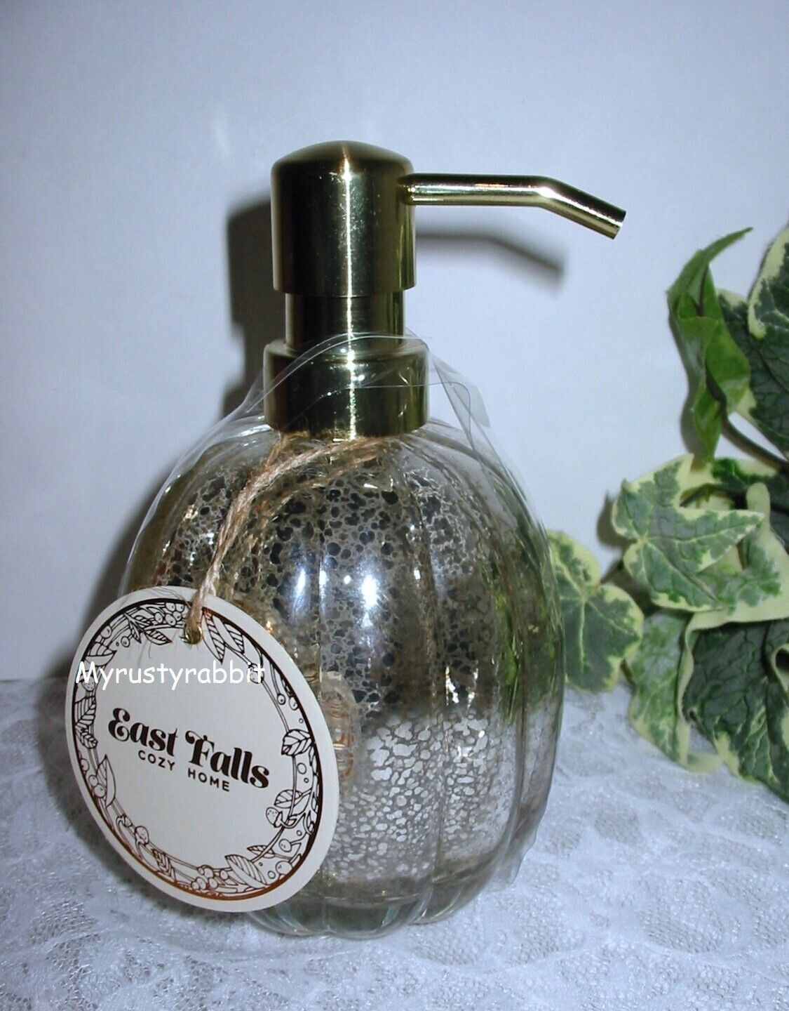 Silver Pumpkin Mercury Glass Soap / Lotion Dispenser ~ Fall Harvest New gallery