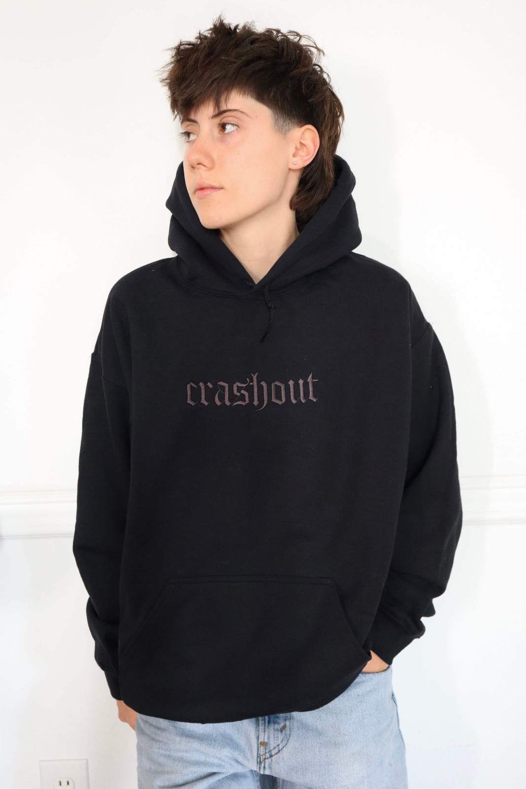 Embroidered Black Only 'crashout' Hoodie or Crew Neck, Long Sleeve, Classic fit, gallery