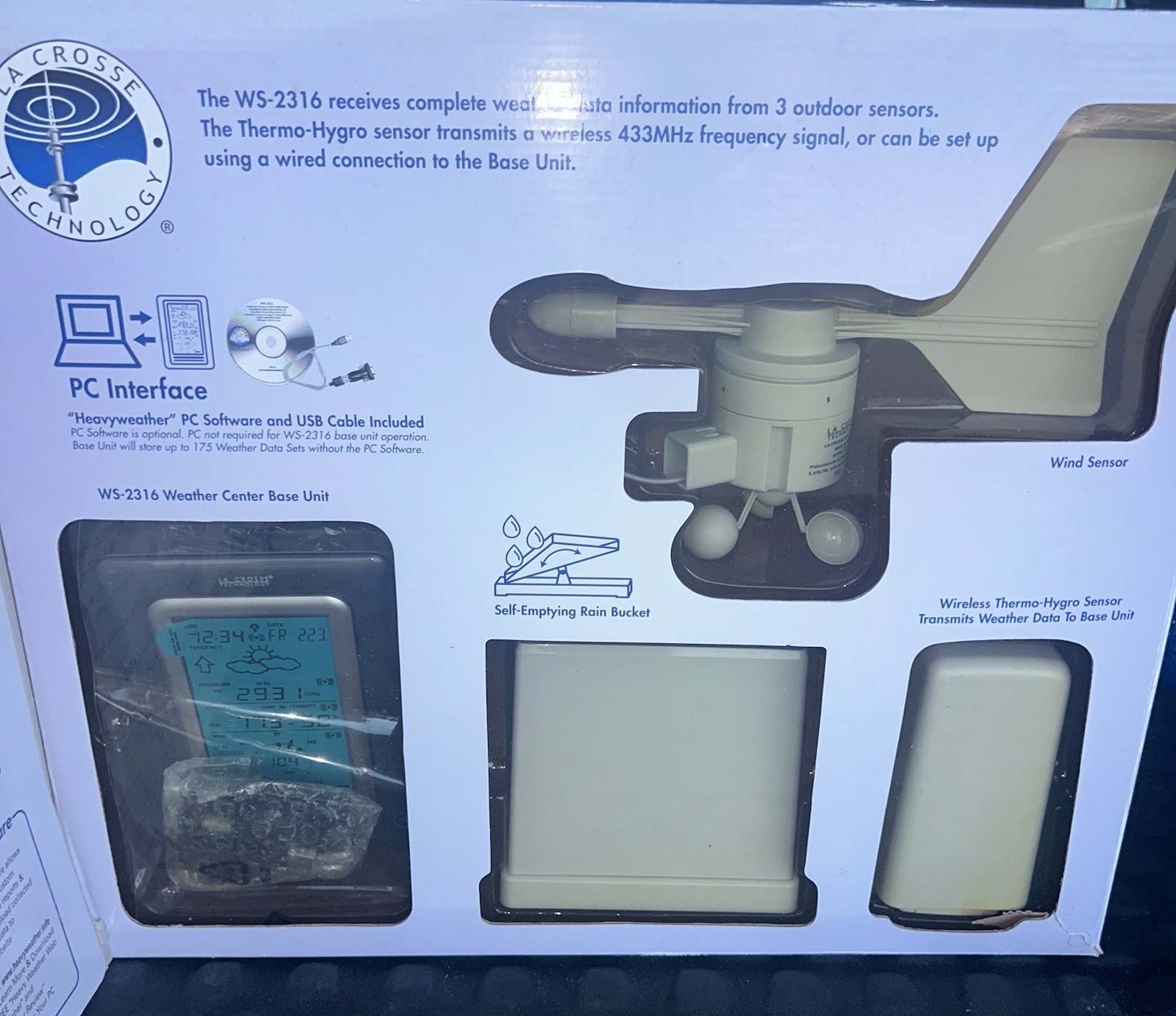 NOB LaCrosse WS-2316 Professional Remote Weather Station Center Wind Rain Wired gallery