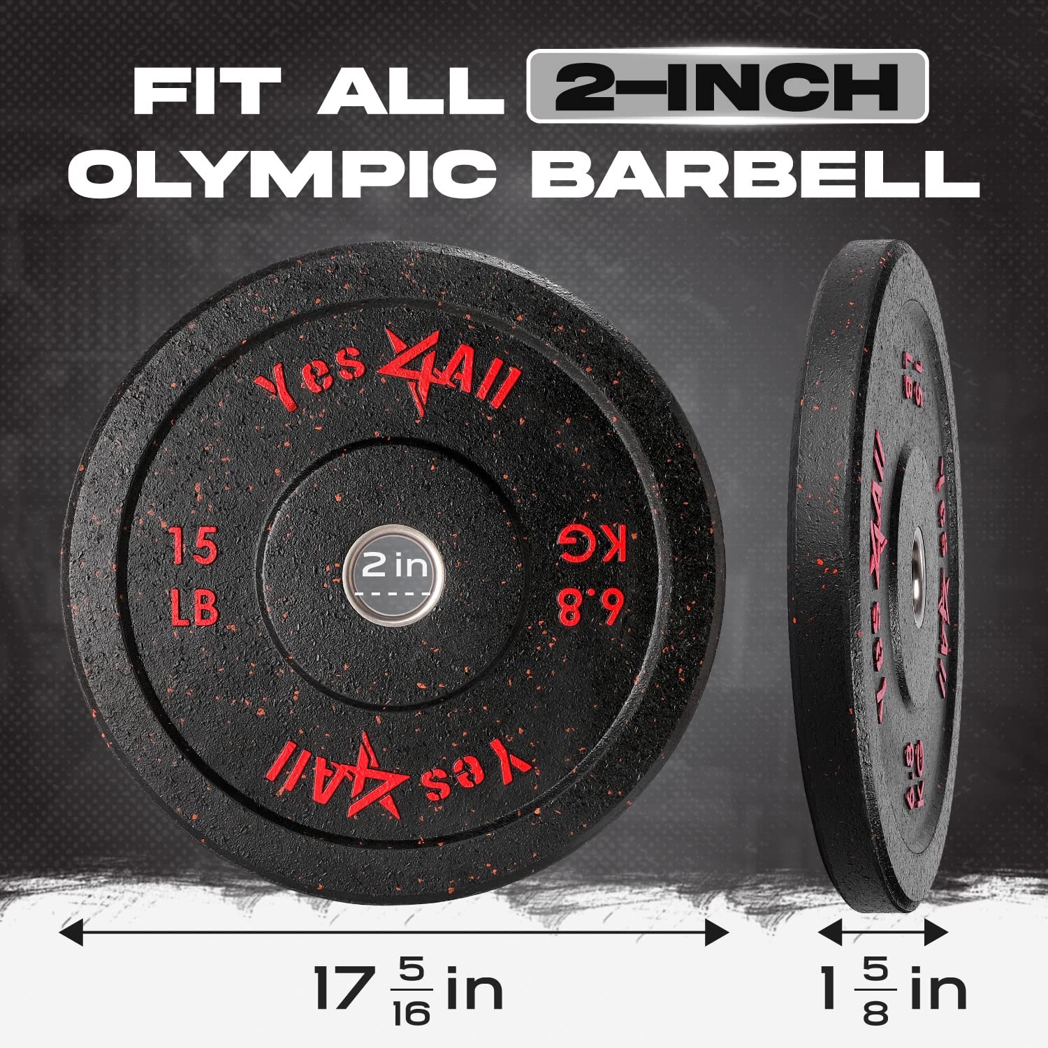 Yes4All 2 Bumper Plate 10-190 Lb Olympic Rubber Weight Plate Steel Hub For gallery