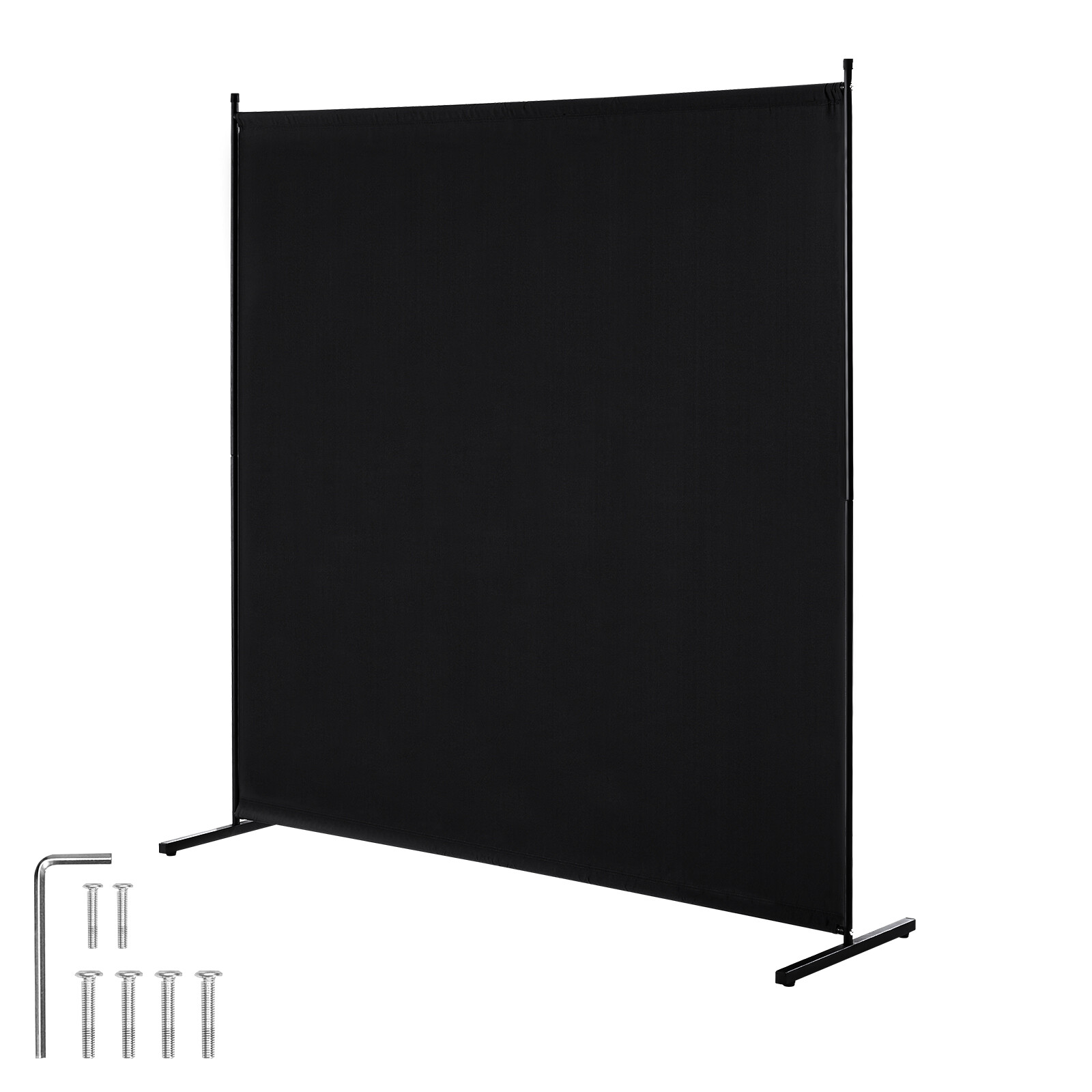 6FT Room Divider Single Panel Fabric Room Screen for Office Bedroom Black gallery