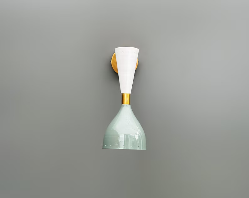 Mid Century Brass Wall Sconce | Adjustable Bedside Reading Lamp Pair gallery