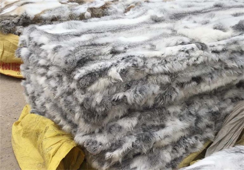 Real Rabbit FUR Throw Blanket Patchwork Skin Fur Rug 42" x 22" Pelz Leather Pelt gallery