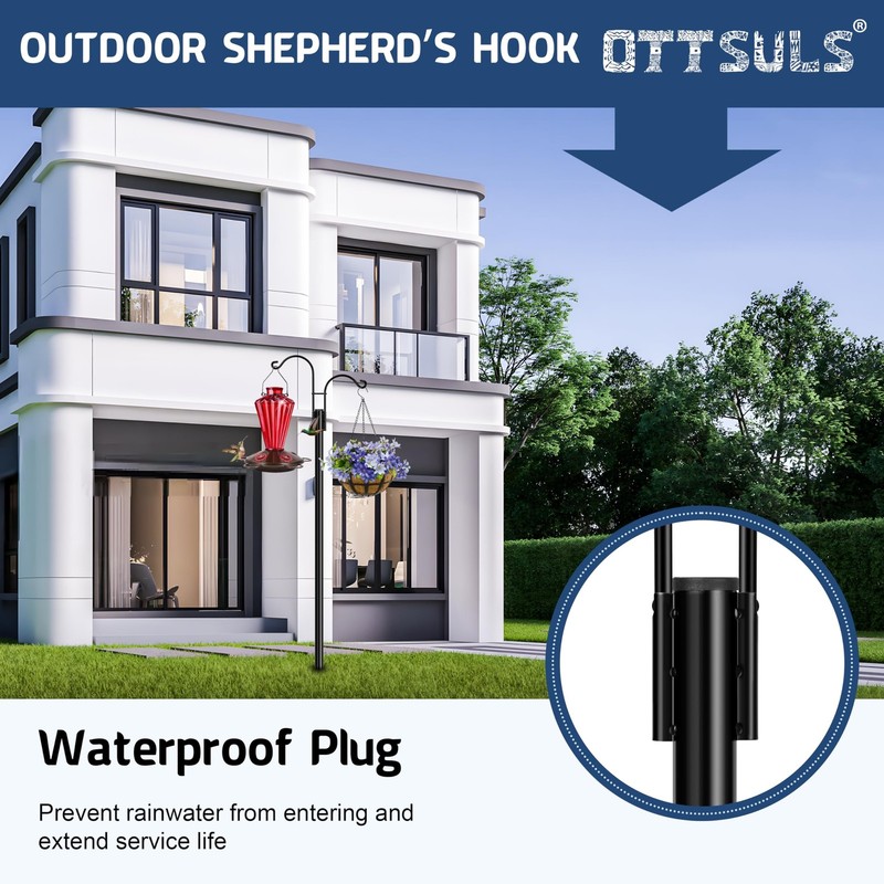 Ottsuls Double Shepherds Hooks for Outdoor, 2 Pack 108 INCH Bird Feeder Pole,... gallery