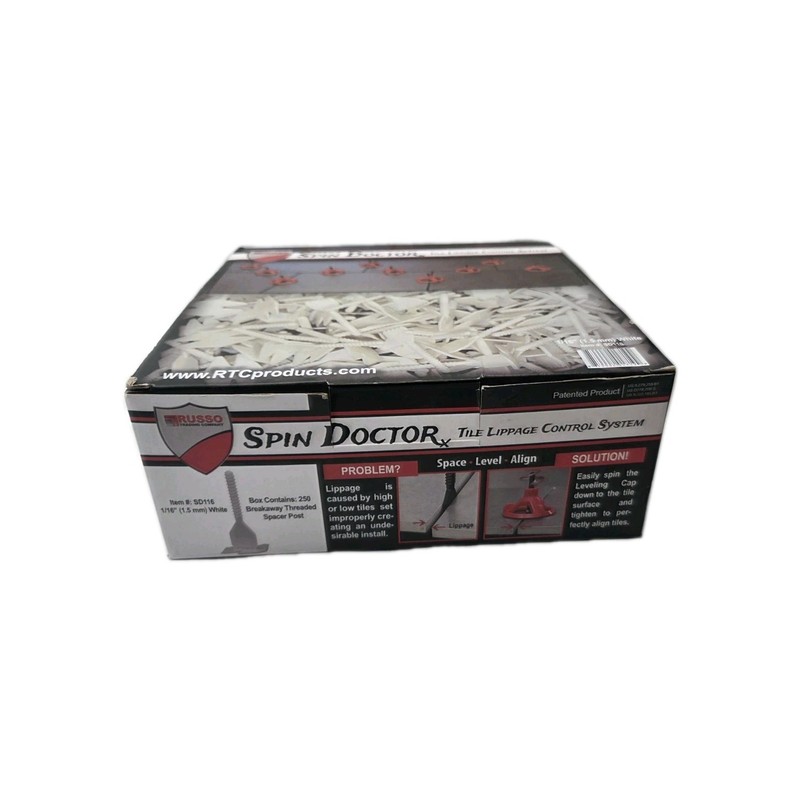 SPIN DOCTOR TILE LIPPAGE CONTROL SYSTEM 1/16" (1.5mm) WHITE THREADED POST 250pcs gallery
