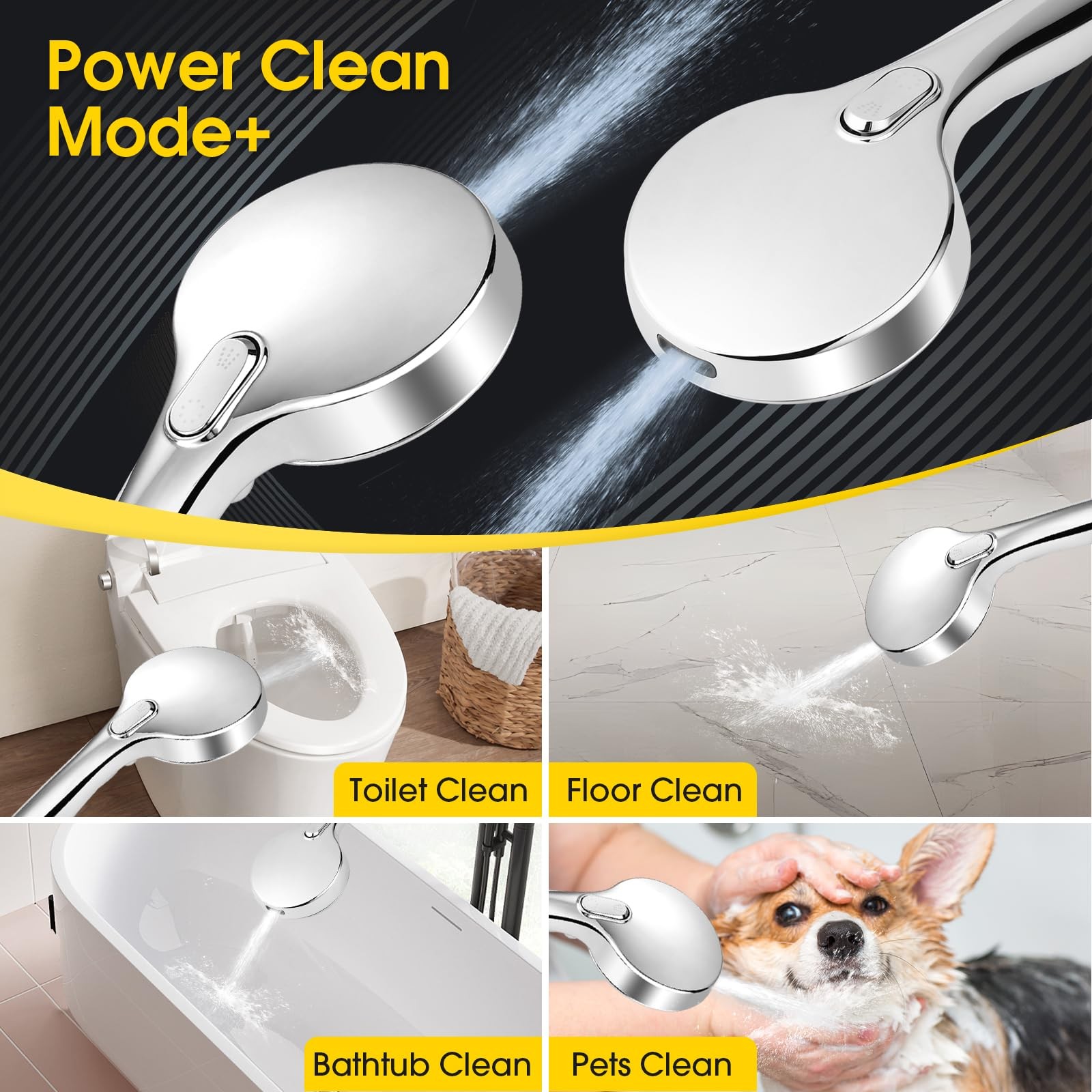 XFTHyzo High Pressure Shower Head with Handheld,8-settings Handheld Shower He... gallery