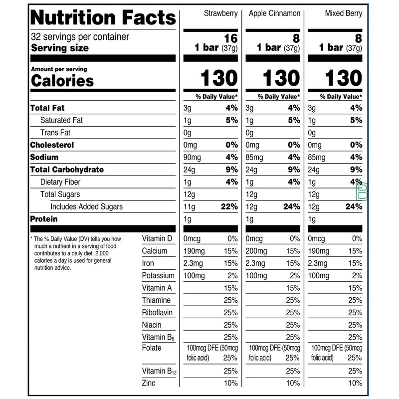 Great Value Fruit & Grain Cereal Bars, Variety Pack, 1.3 oz, 32 Count gallery