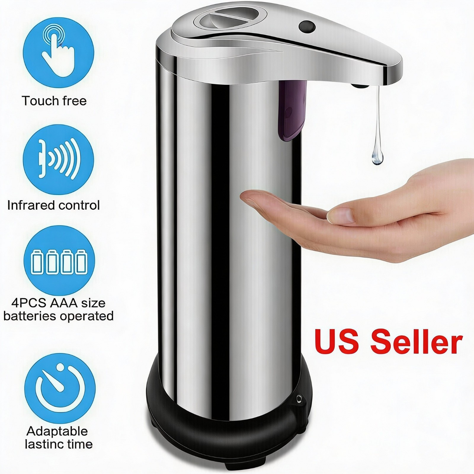 250ml Stainless Auto Handsfree Sensor Touchless Soap Dispenser Kitchen Bathroom gallery