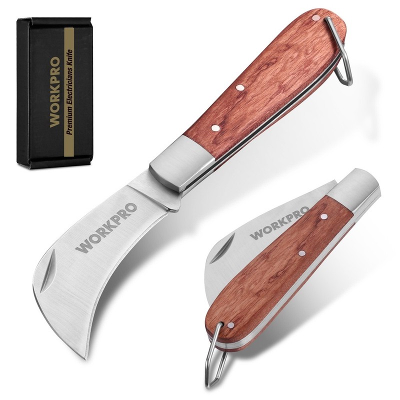 WORKPRO Plain Edge/Curved Blades Electrician Knife Folding Pocket Utility Knife gallery