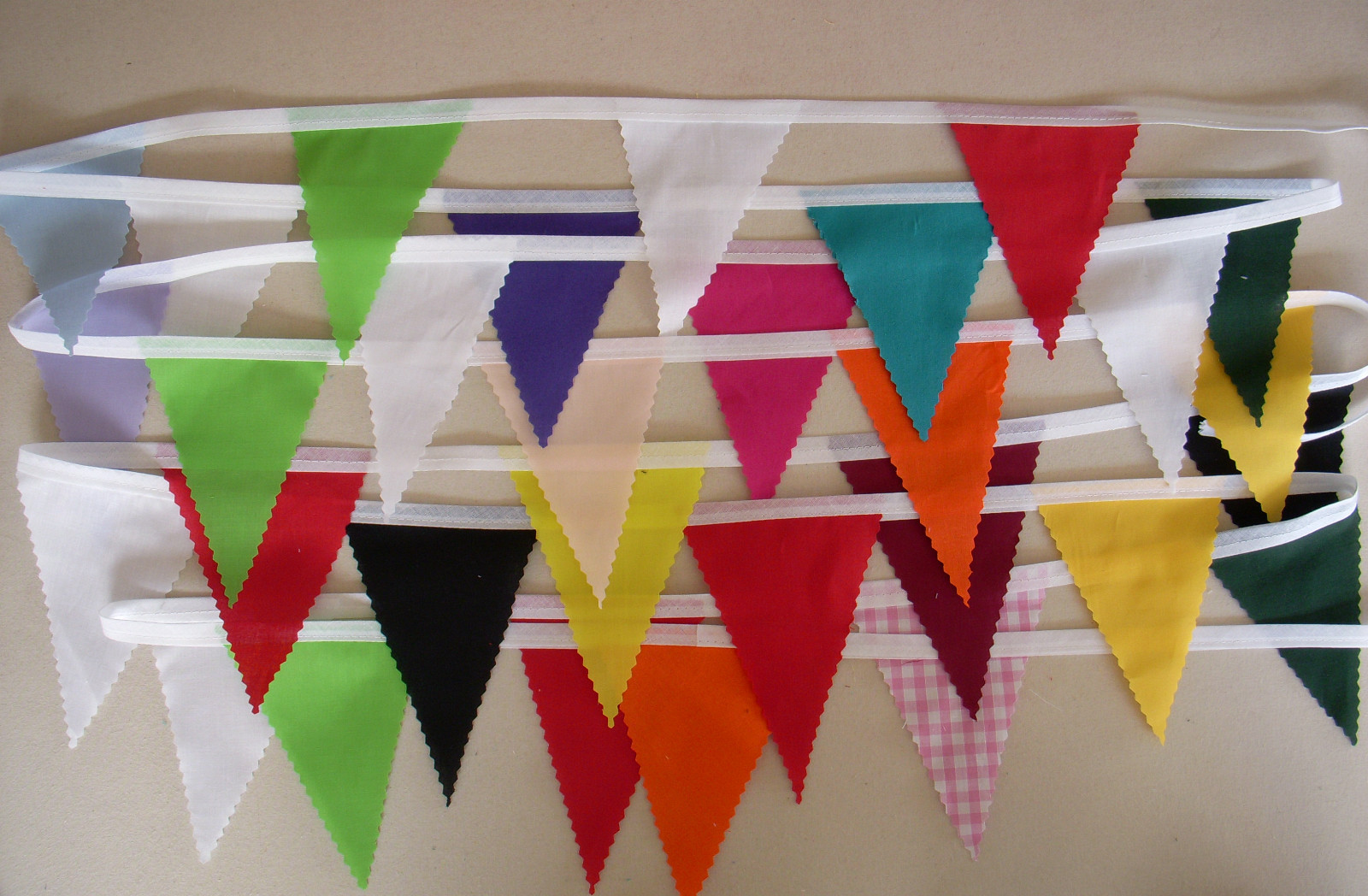 Multi coloured MINI Fabric Bunting Party Bedroom Decoration 5mt = 30 flags gallery