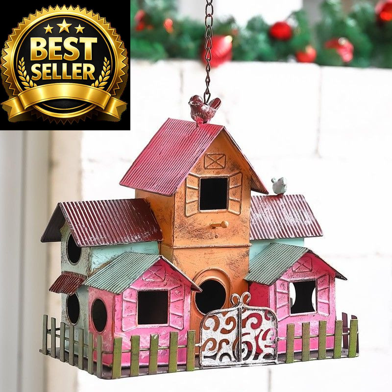 Large Bird Houses for Outside Hanging, Metal Colorful gallery