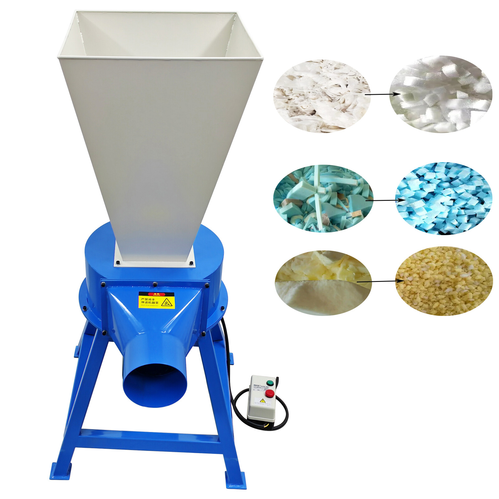 Waste Sponge Crusher Shredder Foam Mill Grinding Machine w/ 25mm Mesh 60-90KG/H gallery
