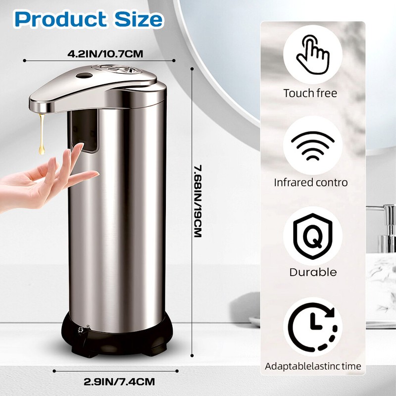 Automatic Sensor Liquid Soap Dispenser 280ML Rechargeable for Kitchen Bathroom gallery