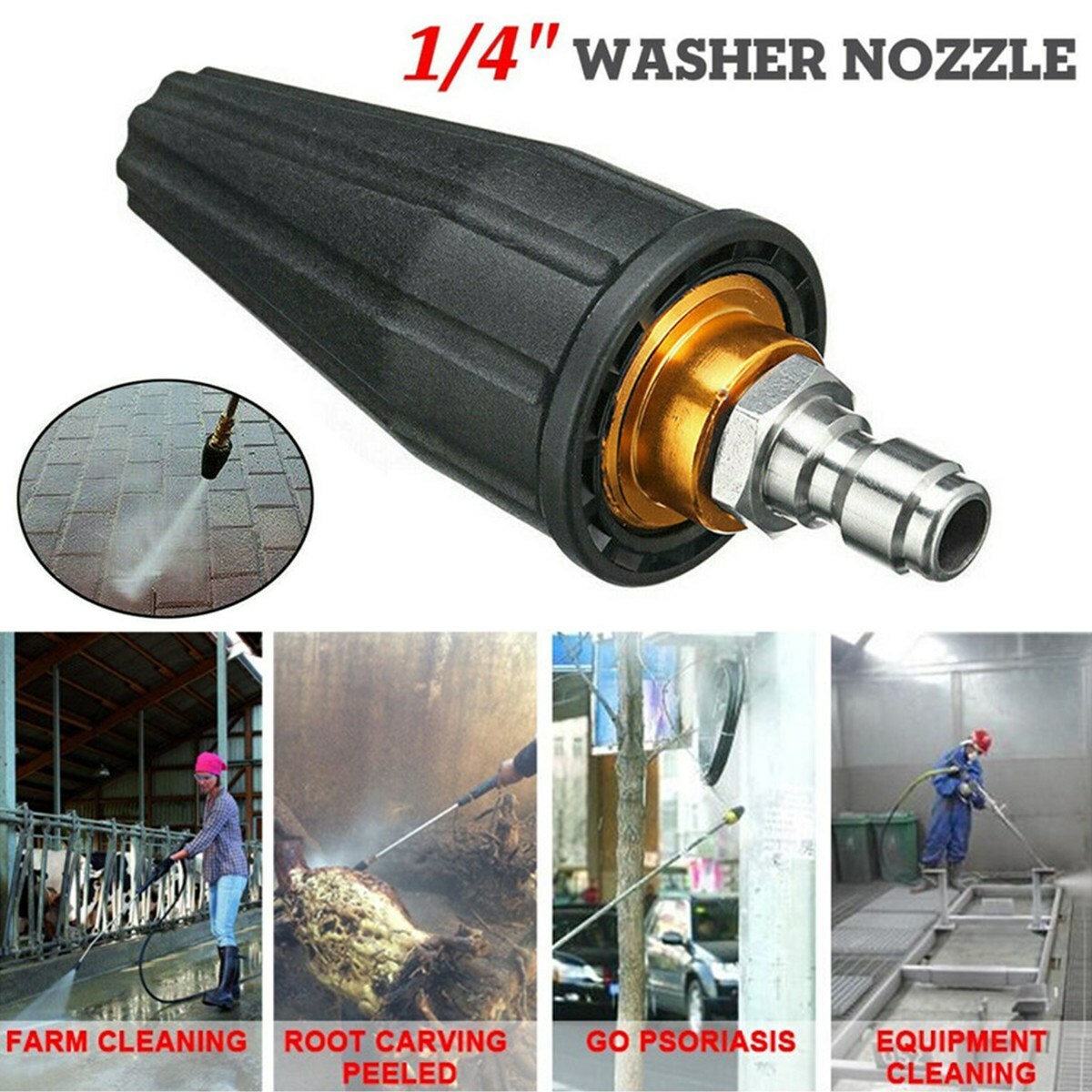 1/4" High Pressure Washer Rotating Turbo Nozzle Spray Tip 4.0 GPM 4000PSI Quick gallery
