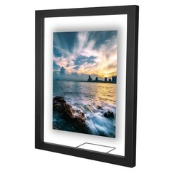 WALL 11×14 Inch Floating Frame, Black Wood Double Glass Float Picture Frame D…