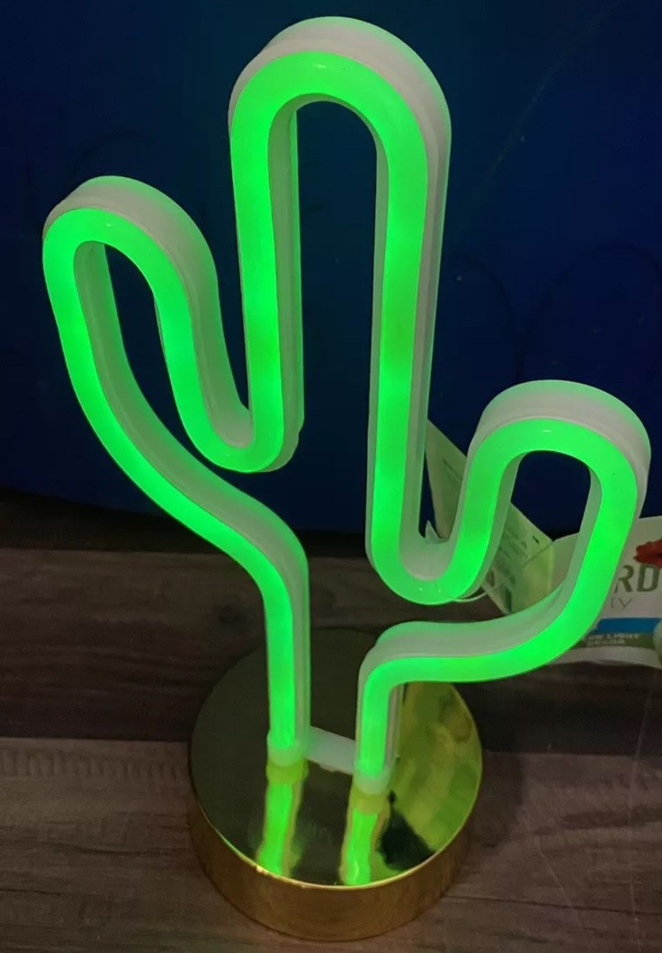 NEON Green Cactus LED Garden Party Light Decor Back Yard, Bar, Man Cave gallery