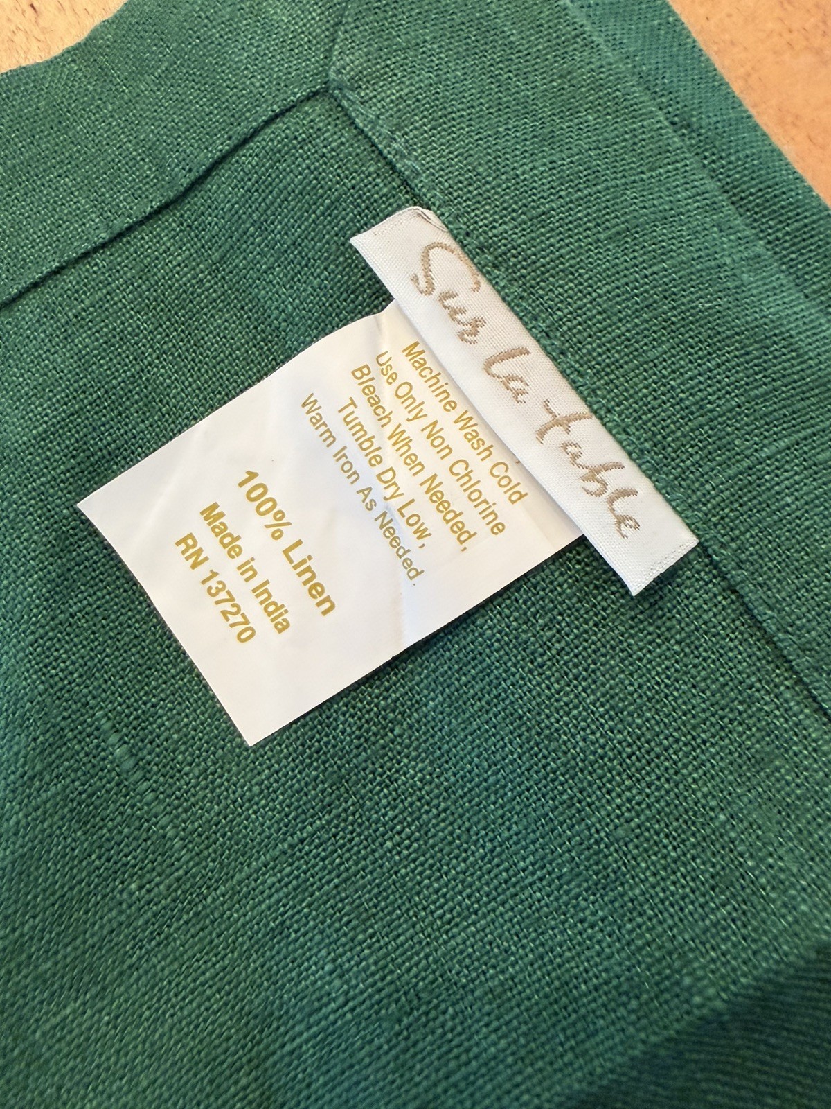 Sur La Table Washed Linen Napkins Set of 4 Belgian Linen Hunter Green 20x20 NWOT gallery