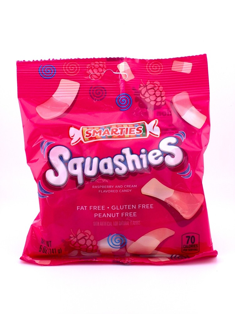 Smarties Squashies Raspberry & Cream Flavor Gummies 5 oz Bag Single, 2 or 3 pack