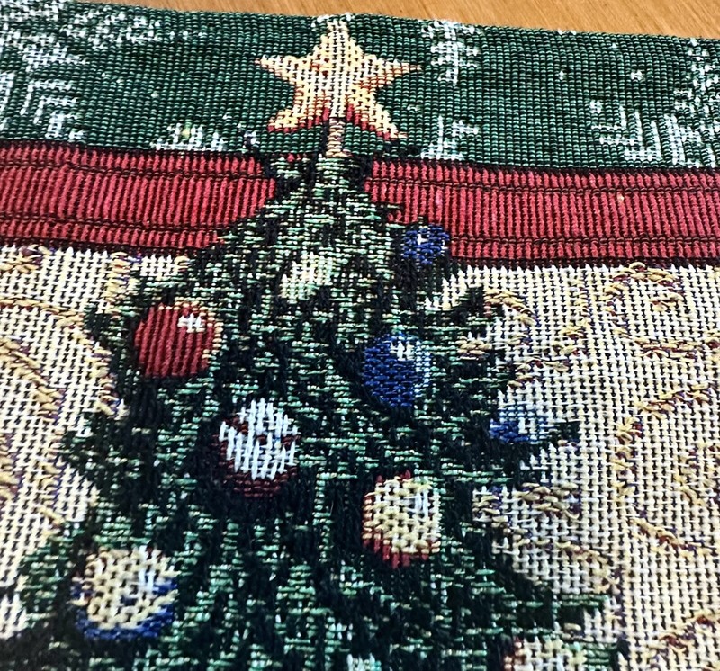 Christmas Tree Tapestry Table Runner 12.5” x 67” Tassels Holiday gallery