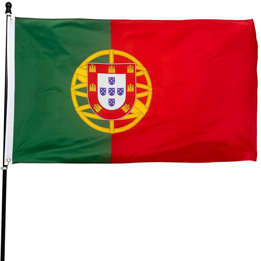 DANF Portugal Flag 3x5 Ft Thick Polyester, Fade Resistant, Brass Grommets, Canva