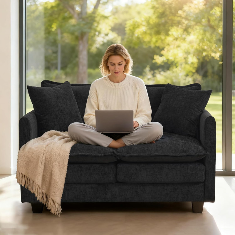 Loveseat Sofa Cloud Sofa Couch 50'', Modern Loveseats 2 Seat Couch 27" Deep Seat gallery