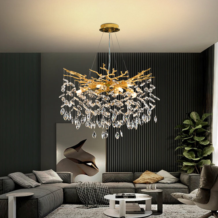Modern Tree Branch Crystal Chandelier Luxury Gold Crystal Pendant Lighting 80cm gallery