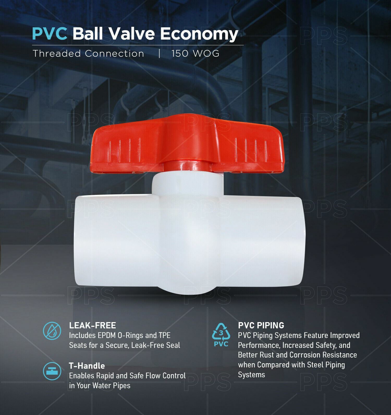 Midline Valve PVC Ball Valve; Red T-Handle Water Shut-Off; 3/4 in. FIP (Plastic) gallery