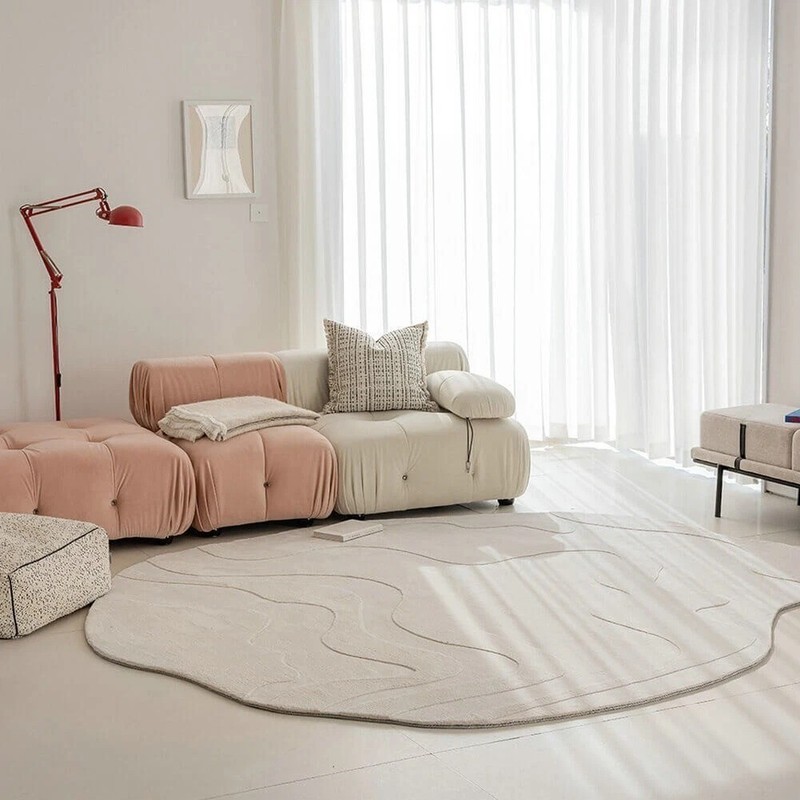 Canyon irregular White Hand-Tufted Wool Handmade Area Rug Carpet for any Room gallery